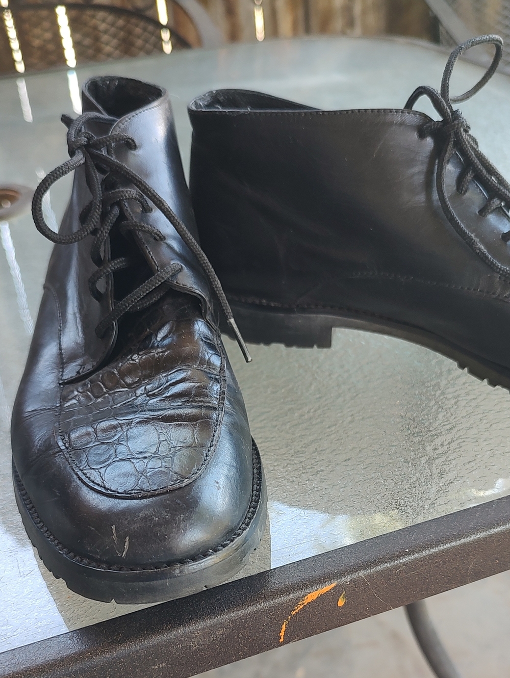 Women''s Black Leather Lace-Up Boots